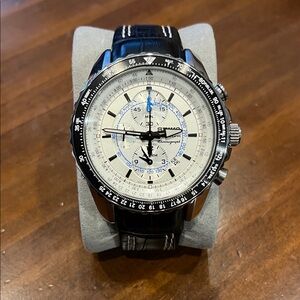 Seiko Black and Silver Chronograph Watch